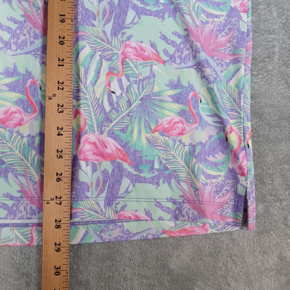Bad Birdie Polo Shirt Mens M Pink Flamingo Tropical Performance Golf Sport - Picture 6 of 8